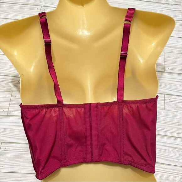 VICTORIA’S SECRET DREAM ANGELS RHINESTONE STRAP RASPBERRY CORSET BUSTIER 34DD - Picture 5 of 9